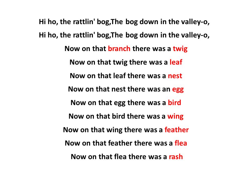 Here's the Lyrics for The Rattlin' Bog